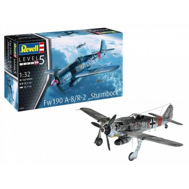 KIT PARA MONTAR REVELL AVIÃO FW190 A-8/R-2 "STURMBOCK" 1/32 168 PEÇAS REV 03874